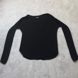 EXPRESS black knit sweater with off the shoulder slits